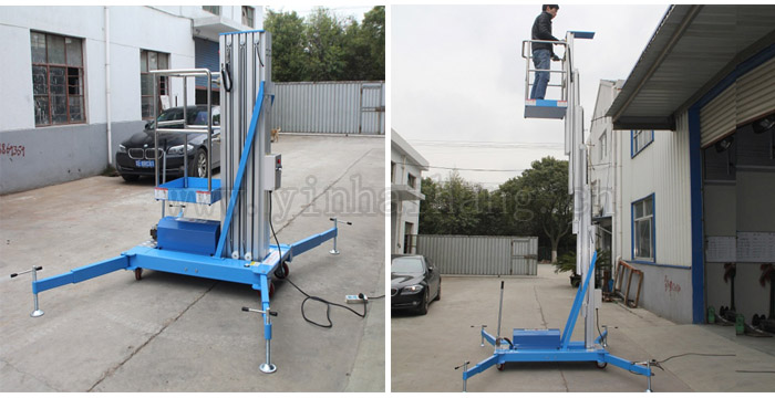 手動電動雙用單桅柱鋁合金升降機